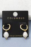 Gold Plated Pearl Huggie Earrings