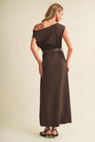 Suede Asymmetric Cowl Dress