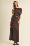 Suede Asymmetric Cowl Dress