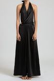 Dolly Belted Halter Wide-leg Jumpsuit