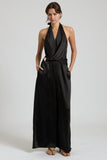 Dolly Belted Halter Wide-leg Jumpsuit