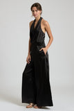 Dolly Belted Halter Wide-leg Jumpsuit