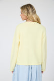 Raw Rolled Edge Henley Relaxed Pullover Sweater (Butter Yellow)