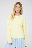 Raw Rolled Edge Henley Relaxed Pullover Sweater (Butter Yellow)