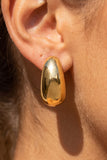 Stainless Steel Chunky Teardrop Earrings (Gold)