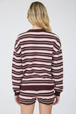 Multi-color Stripe Boxy Long Sleeve Knit Top (Light Pink)