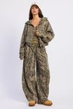 Low Rise Camo Print Barrel Pants
