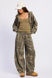 Low Rise Camo Print Barrel Pants