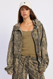 High Neck Zip Up Camo Jacket