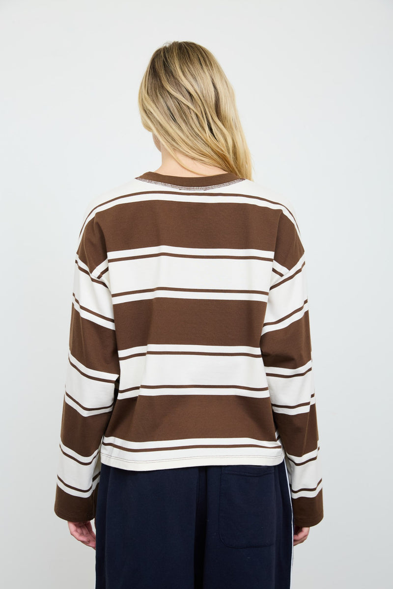 Cody Striped Crewneck (Chocolate Brown)