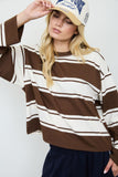 Cody Striped Crewneck (Chocolate Brown)