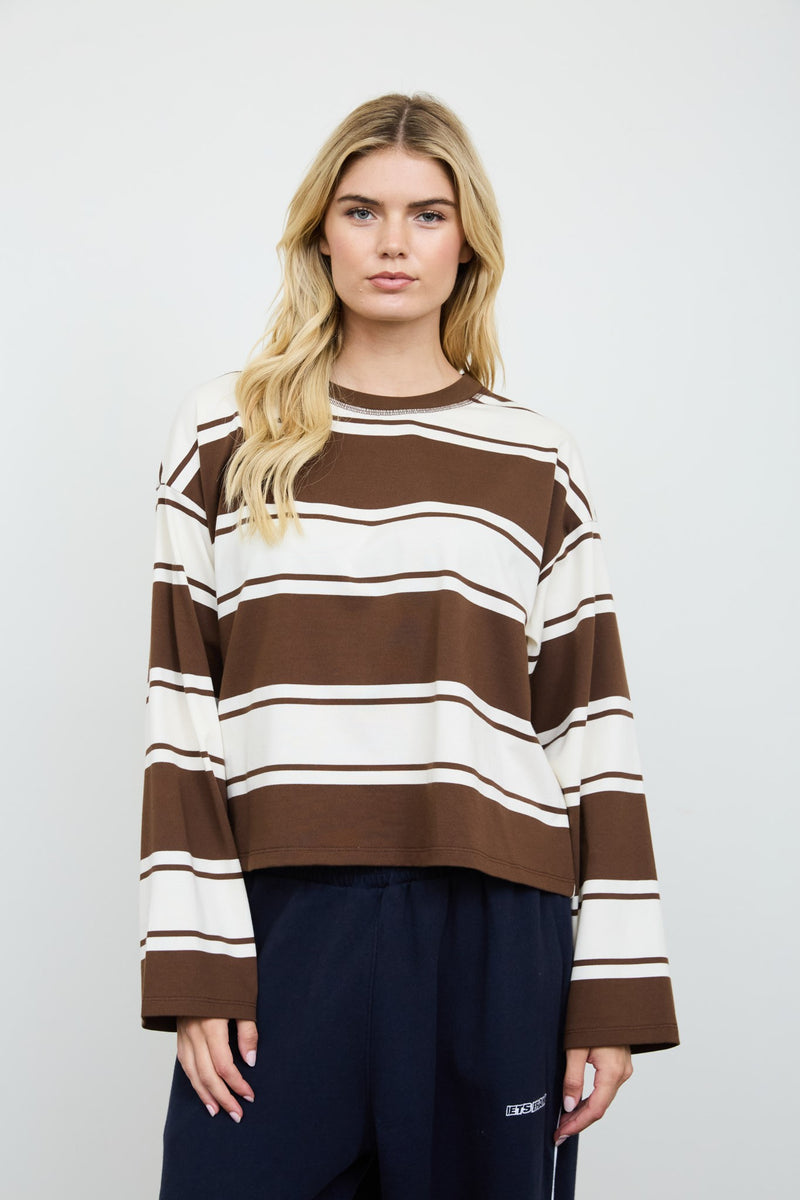 Cody Striped Crewneck (Chocolate Brown)