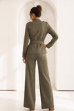 Suede Belted Jacket & Pants Set