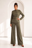 Suede Belted Jacket & Pants Set