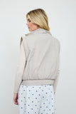 Cropped Mock Neck Snap Puffer Vest (Cement)