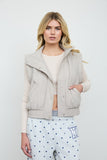 Cropped Mock Neck Snap Puffer Vest (Cement)