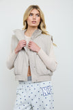 Cropped Mock Neck Snap Puffer Vest (Cement)