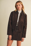 Studded Suede Jacket (Choco Fondant)