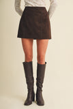Studded Suede Mini Skirt (Choco Fondant)