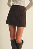 Studded Suede Mini Skirt (Choco Fondant)