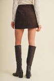 Studded Suede Mini Skirt (Choco Fondant)