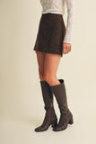 Studded Suede Mini Skirt (Choco Fondant)