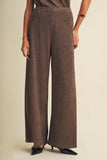 Wide-leg Sueded Knit Trousers