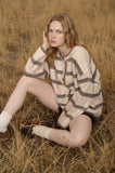 Heathered Stripe Button-Down Knit Cardigan (Oatmeal Multi)