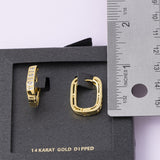Gold Dipped Emerald CZ U Huggie Earrings
