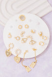 10 Pair Assorted Heart Pearls Earrings Set