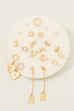 10 Pair Assorted Heart Pearls Earrings Set