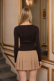 Ribbed Raglan Shoulder Button Down Knit Cardigan (Espresso)