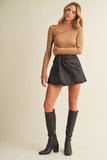Faux Leather Knot Mini Skort