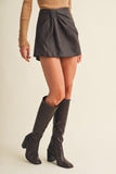 Faux Leather Knot Mini Skort