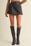 Faux Leather Knot Mini Skort