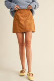 Fitted Chestnut Suede Mini Skirt