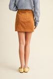 Fitted Chestnut Suede Mini Skirt
