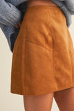Fitted Chestnut Suede Mini Skirt