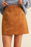 Fitted Chestnut Suede Mini Skirt