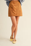 Fitted Chestnut Suede Mini Skirt