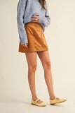 Fitted Chestnut Suede Mini Skirt