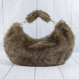 Soft Plush Oversized Shoulder Bag (Brown)