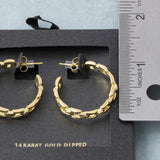 14k Gold Dipped Watch Band Link Hoop Earrings