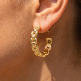 14k Gold Dipped Watch Band Link Hoop Earrings
