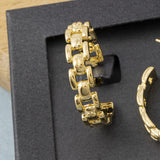 14k Gold Dipped Watch Band Link Hoop Earrings