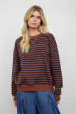 Stripe V Stitch Detail Long Sleeve Knit Top (Rust)