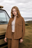Pinstripe Collared Long Sleeve Denim Shacket