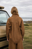 Pinstripe Collared Long Sleeve Denim Shacket