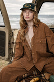 Pinstripe Collared Long Sleeve Denim Shacket