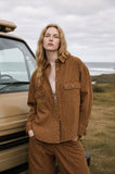 Pinstripe Collared Long Sleeve Denim Shacket